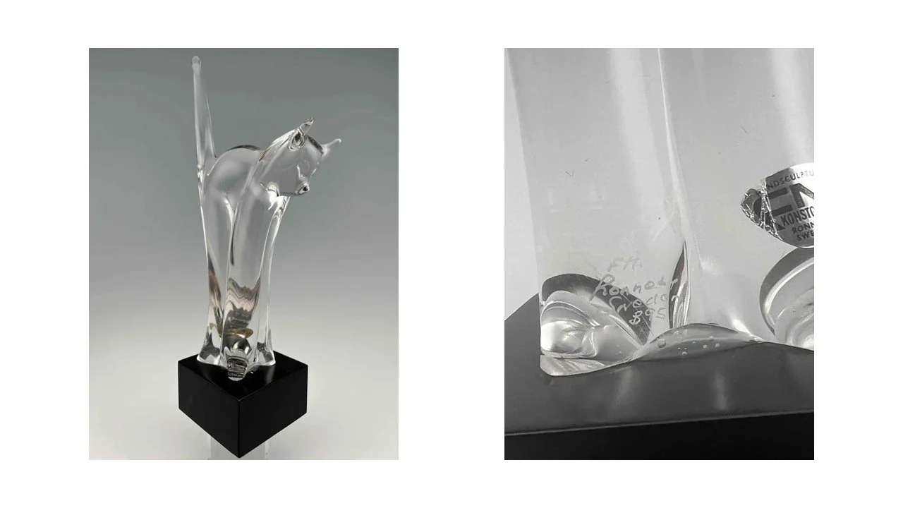 ⛰GlasFliesenmalerei 【Kätzchen】von M.Horn Chalet Cat Figurines — Chalet Art Glass